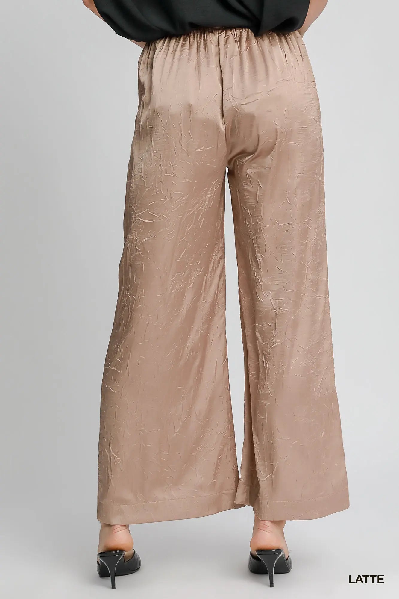 Latte Wrinkled Wide Leg Pants