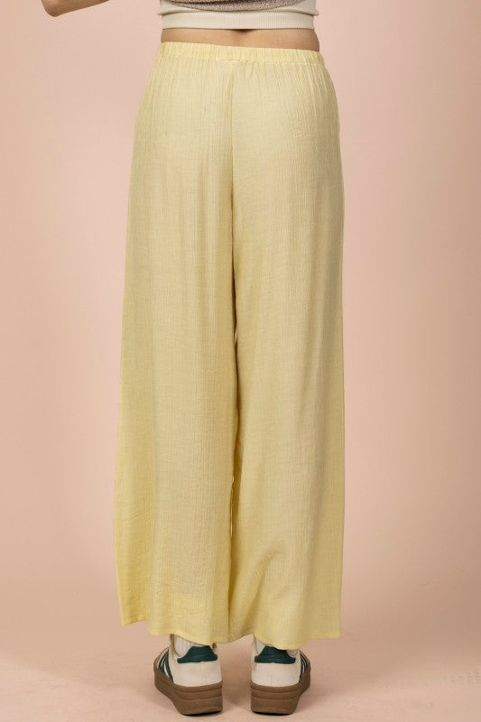 Butter Yellow Wide Leg Woven Pants