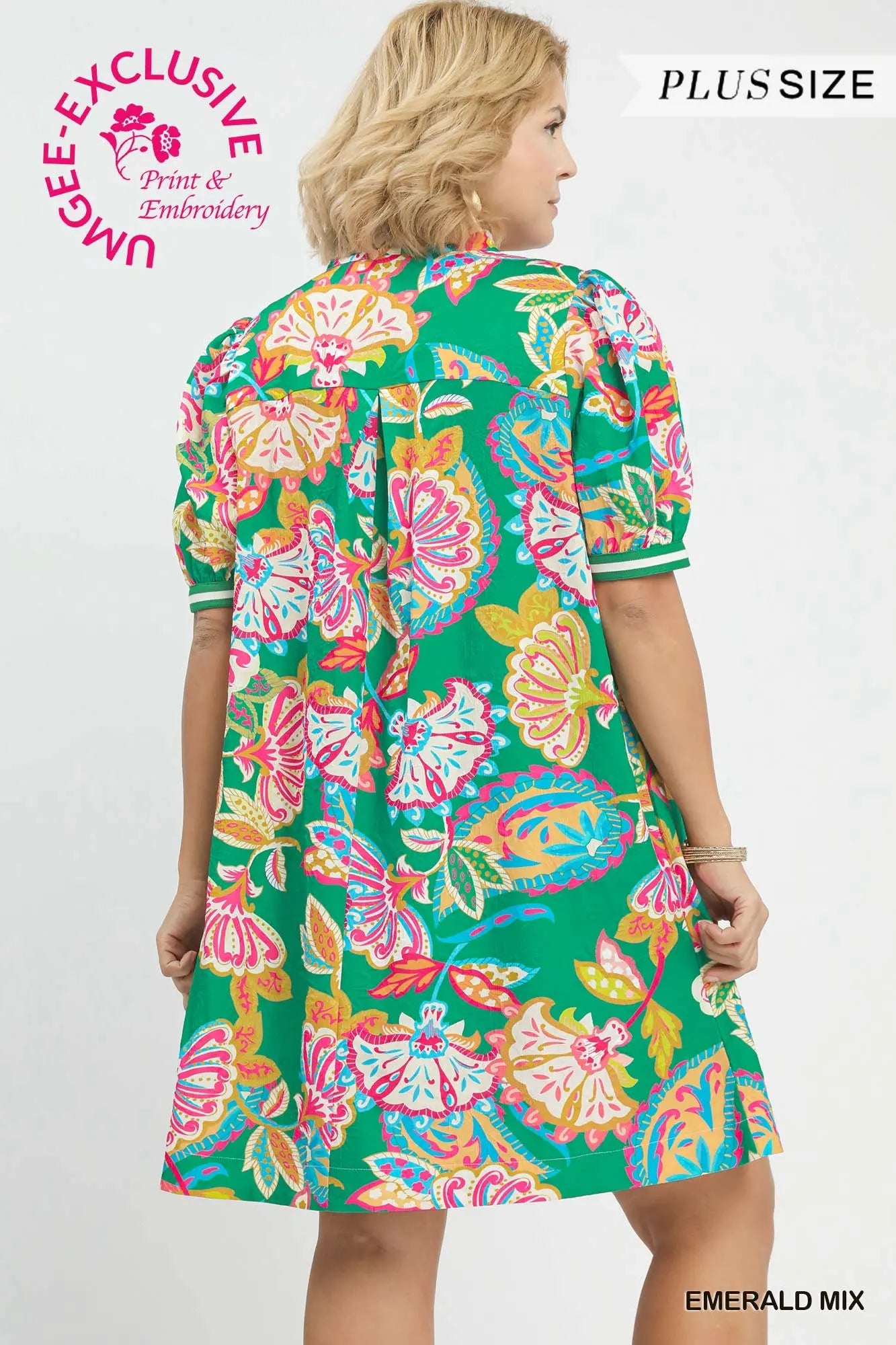 Emerald Mix Paisley Dress- Plus