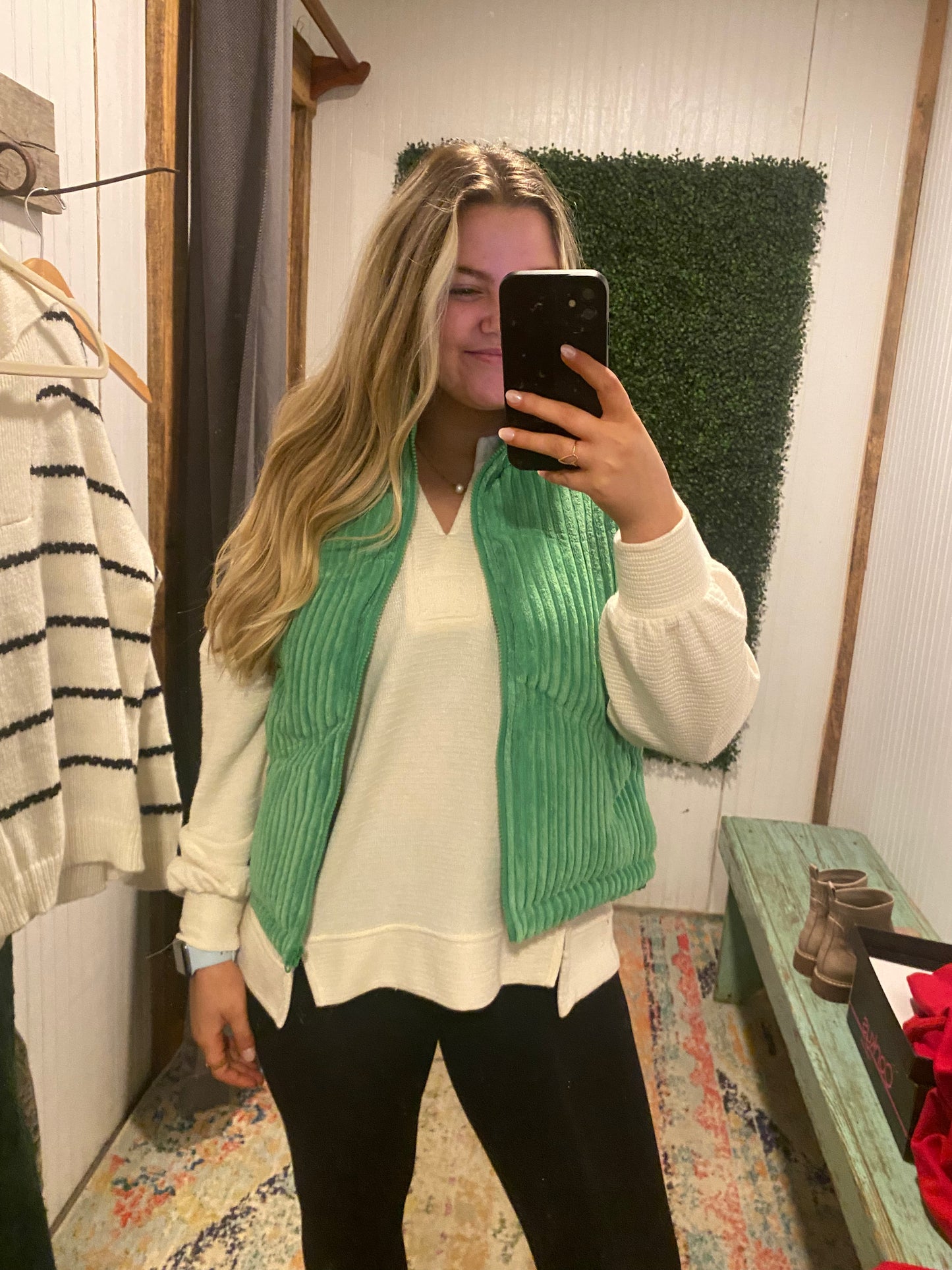 Corduroy Puff Vest - Green