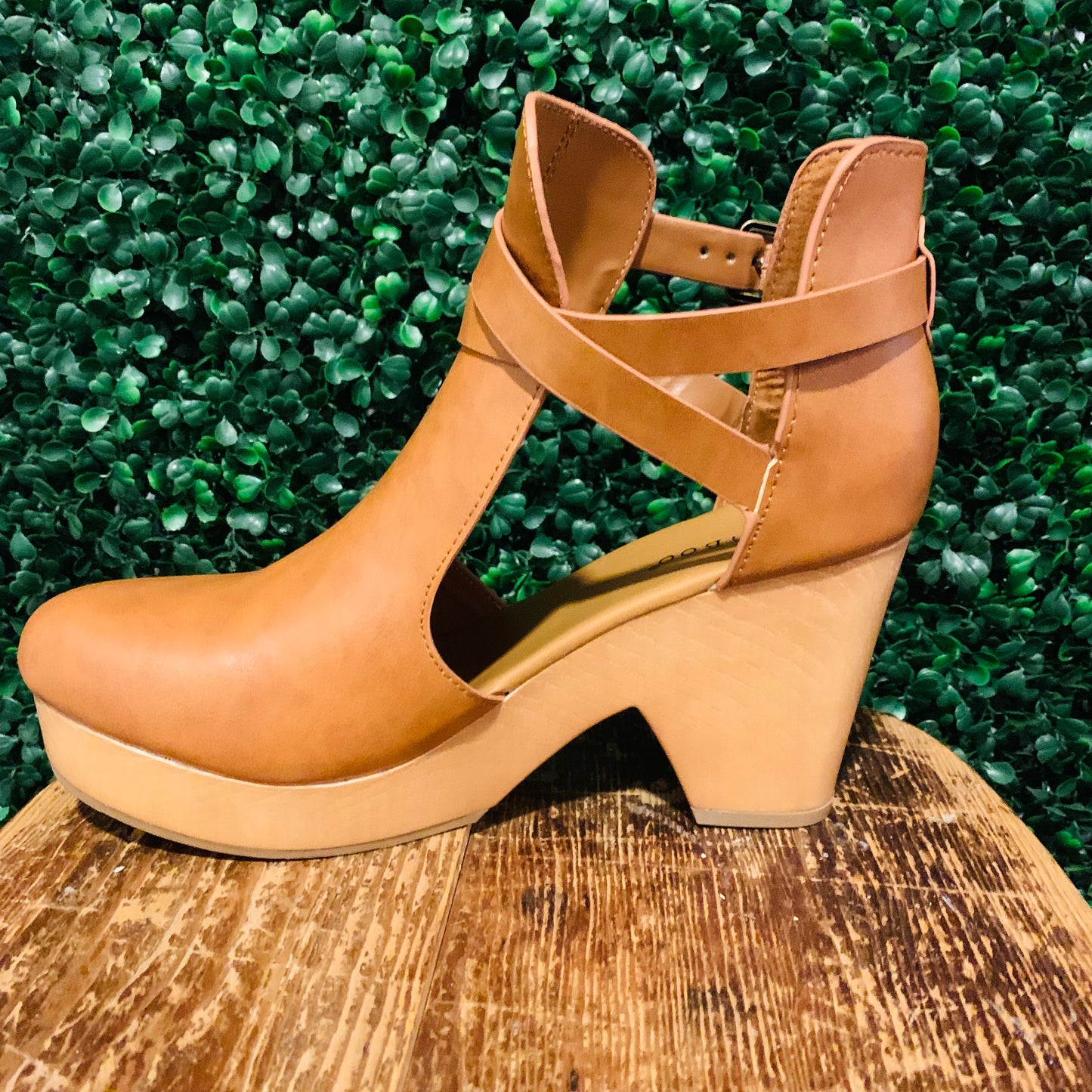 Tan Buckle Strap Heels