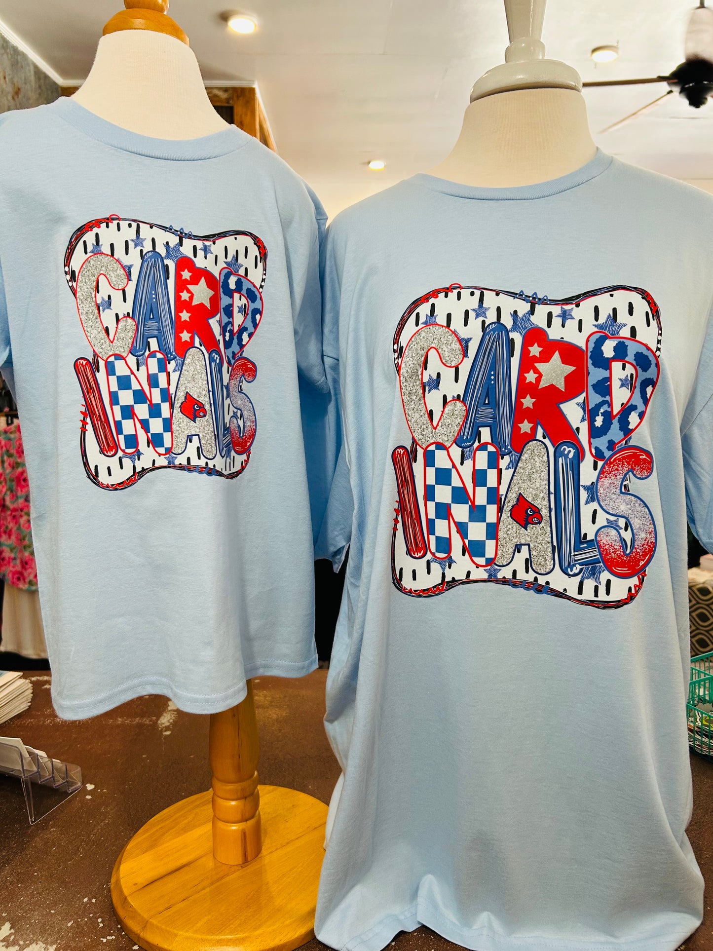 Cardinals School Spirit Short Sleeve Light Blue Gildan Tshirt
