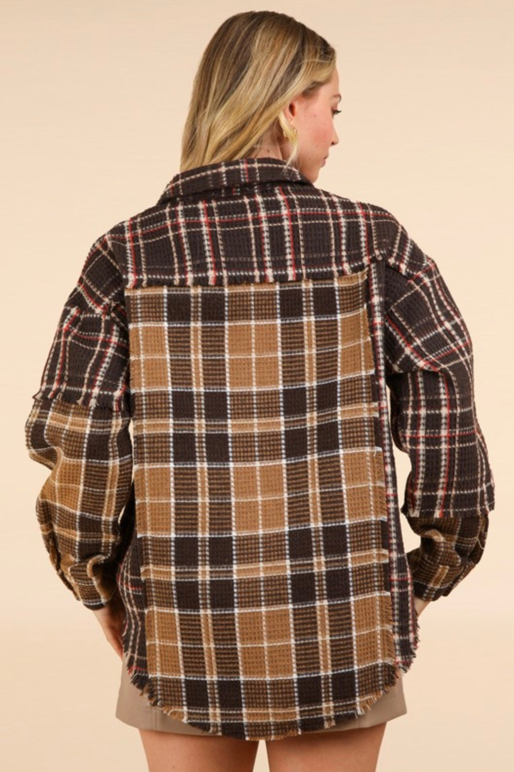 Brown Waffle Plaid Shacket
