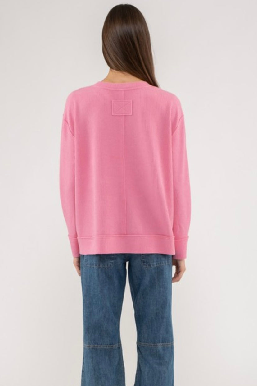 Pink Rib Knit Top