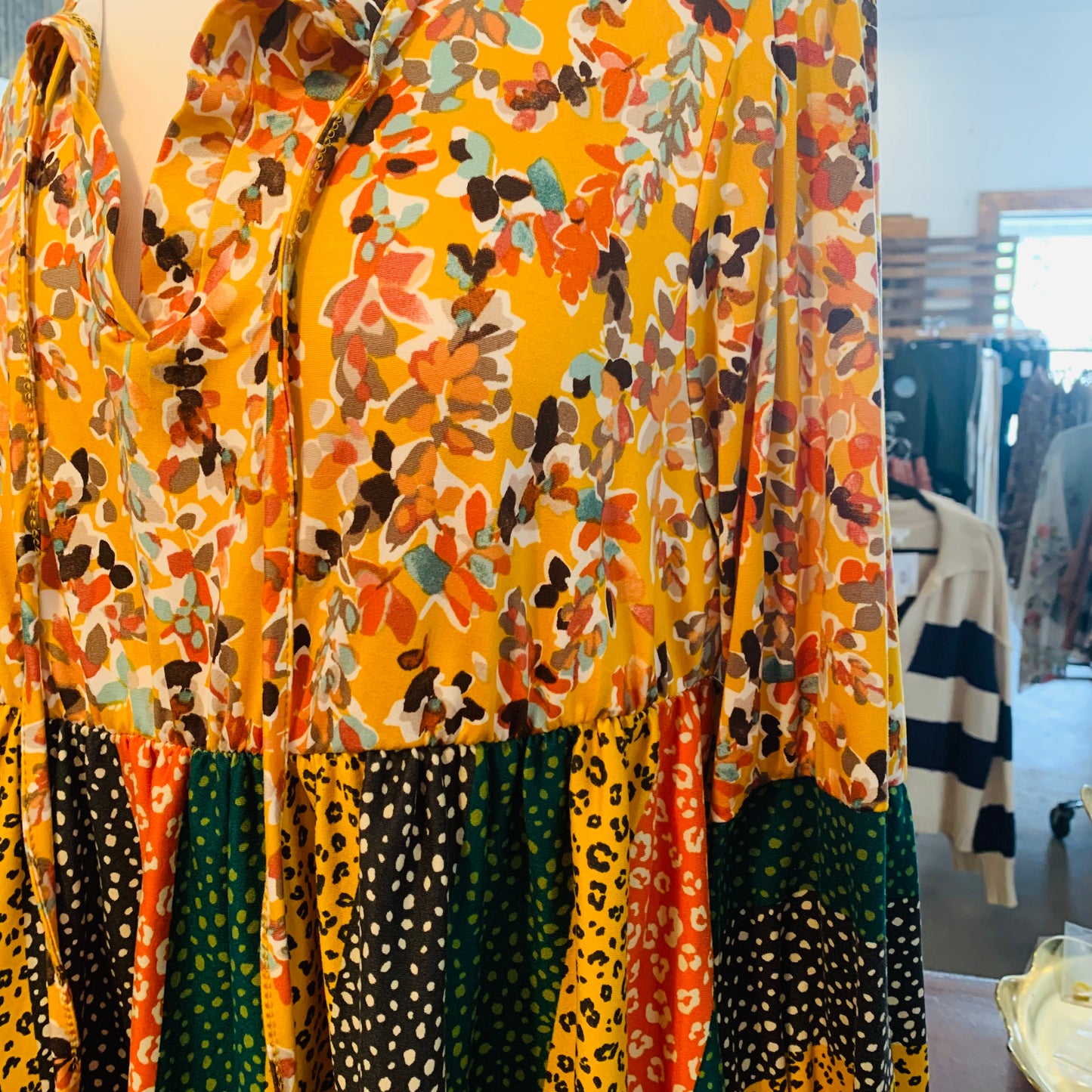 Mustard Mix Bubble Sleeve Top