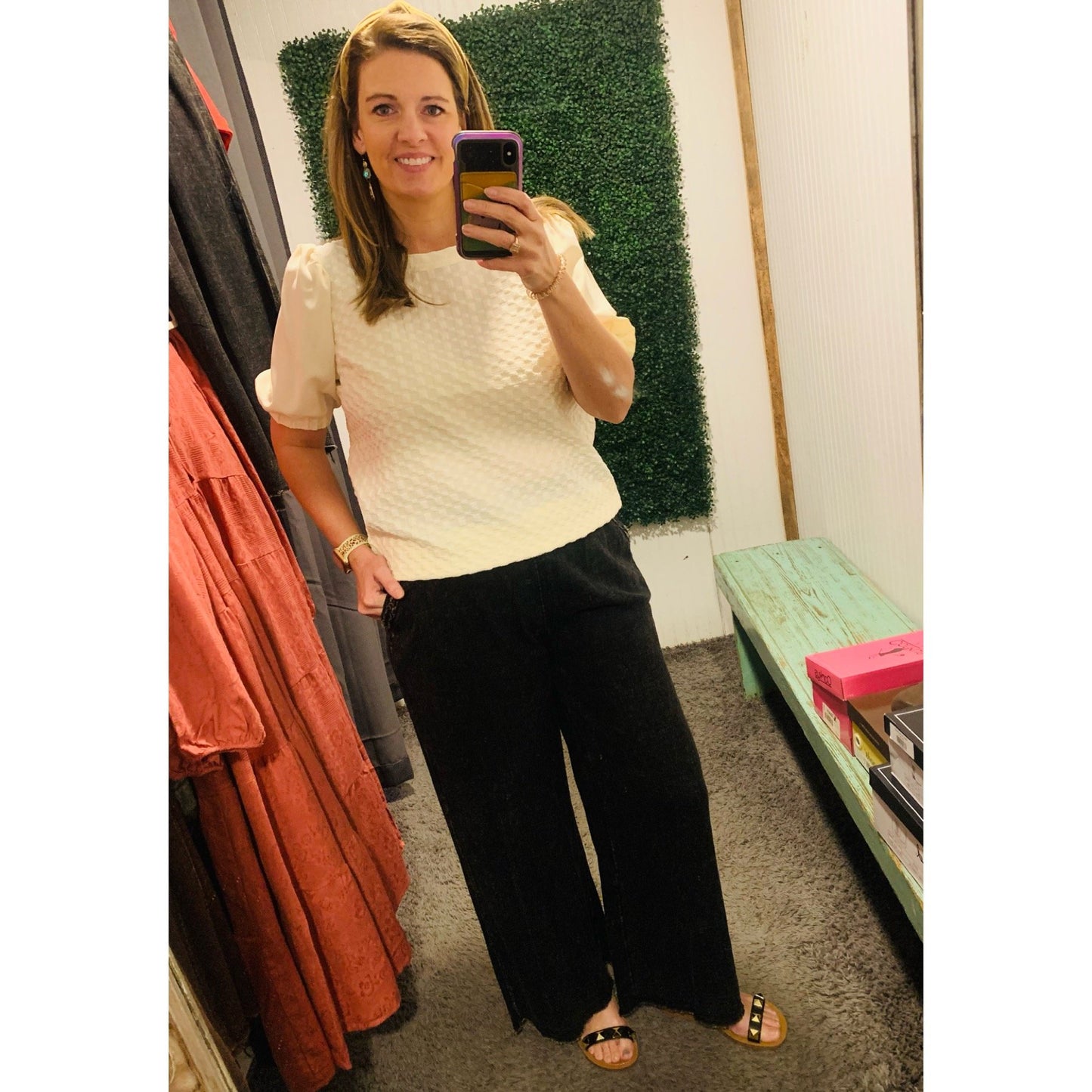 Cream Textured Top