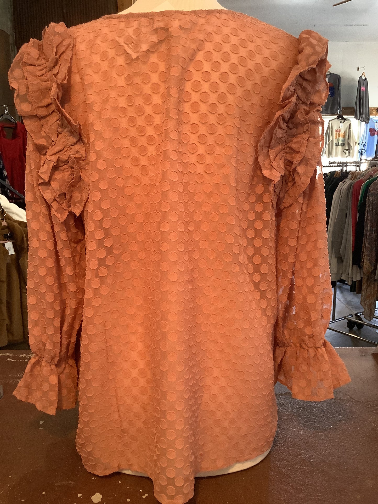 Light Sienna Ruffle Dot Top - Plus