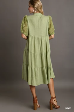 Sage Green Linen Midi Dress