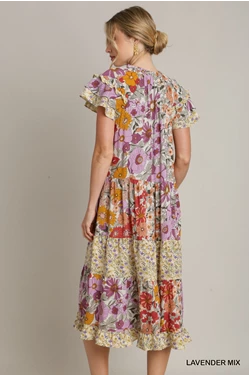 Lavender Floral Midi Dress