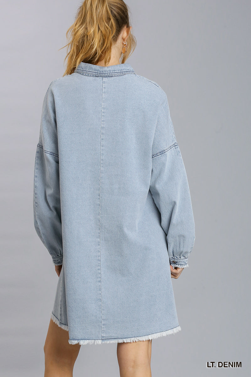 Light Denim Puff Sleeve Dress