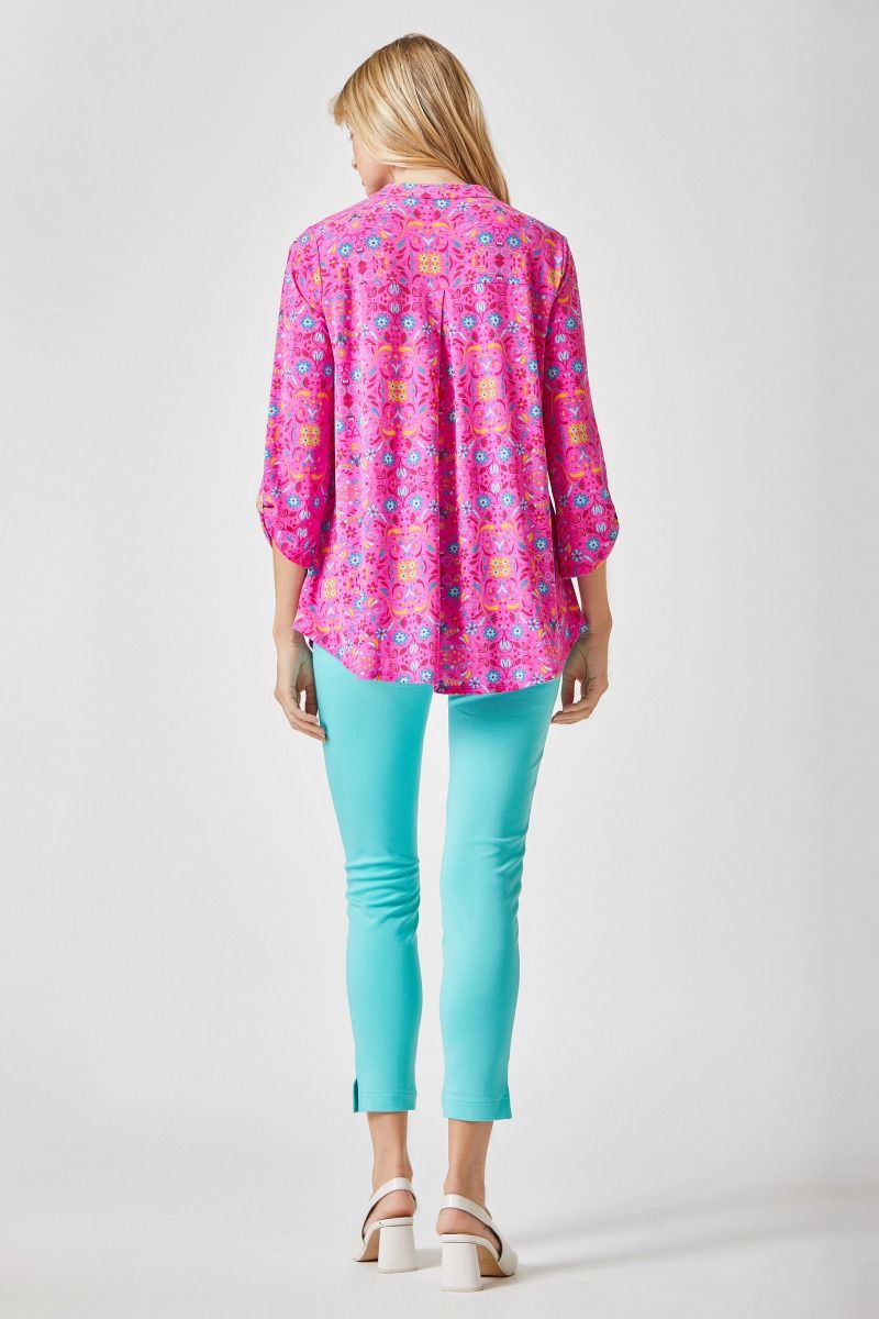 Pink Multi Print 3/4 Sleeve Top
