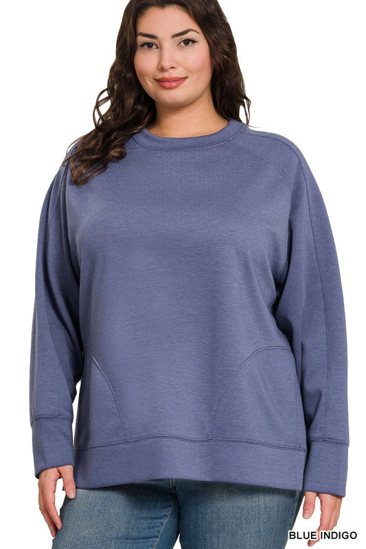 Scuba Pullover with Side Slits - Plus