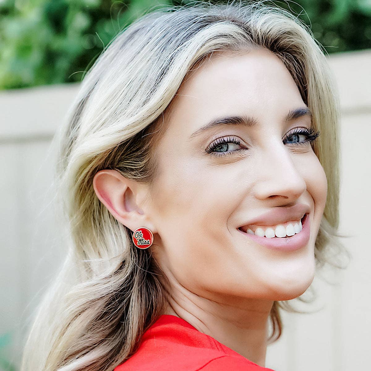 Ole Miss Rebels Enamel Disc Stud Earrings in Red