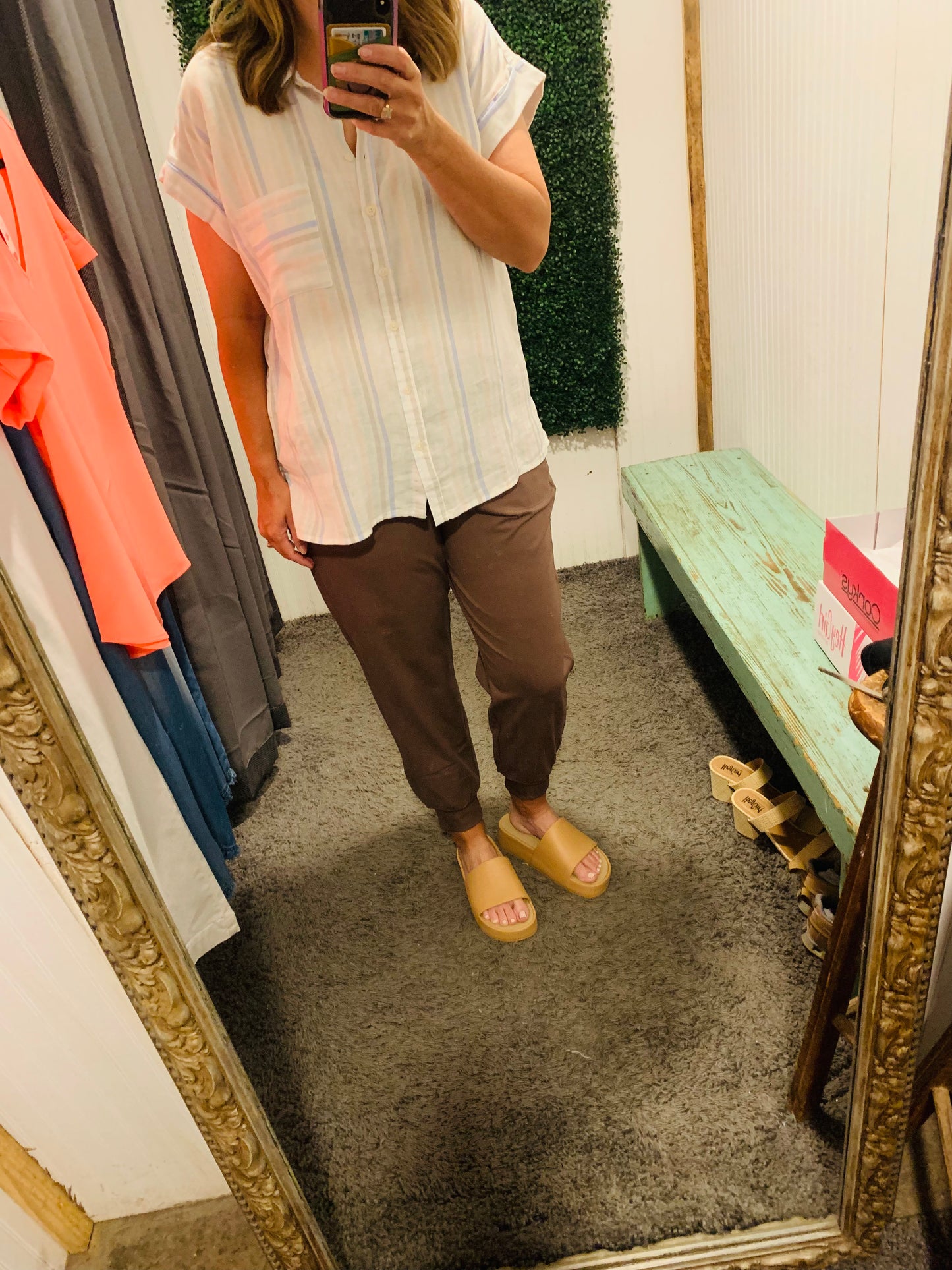 Pastel Stripe Button Up Top
