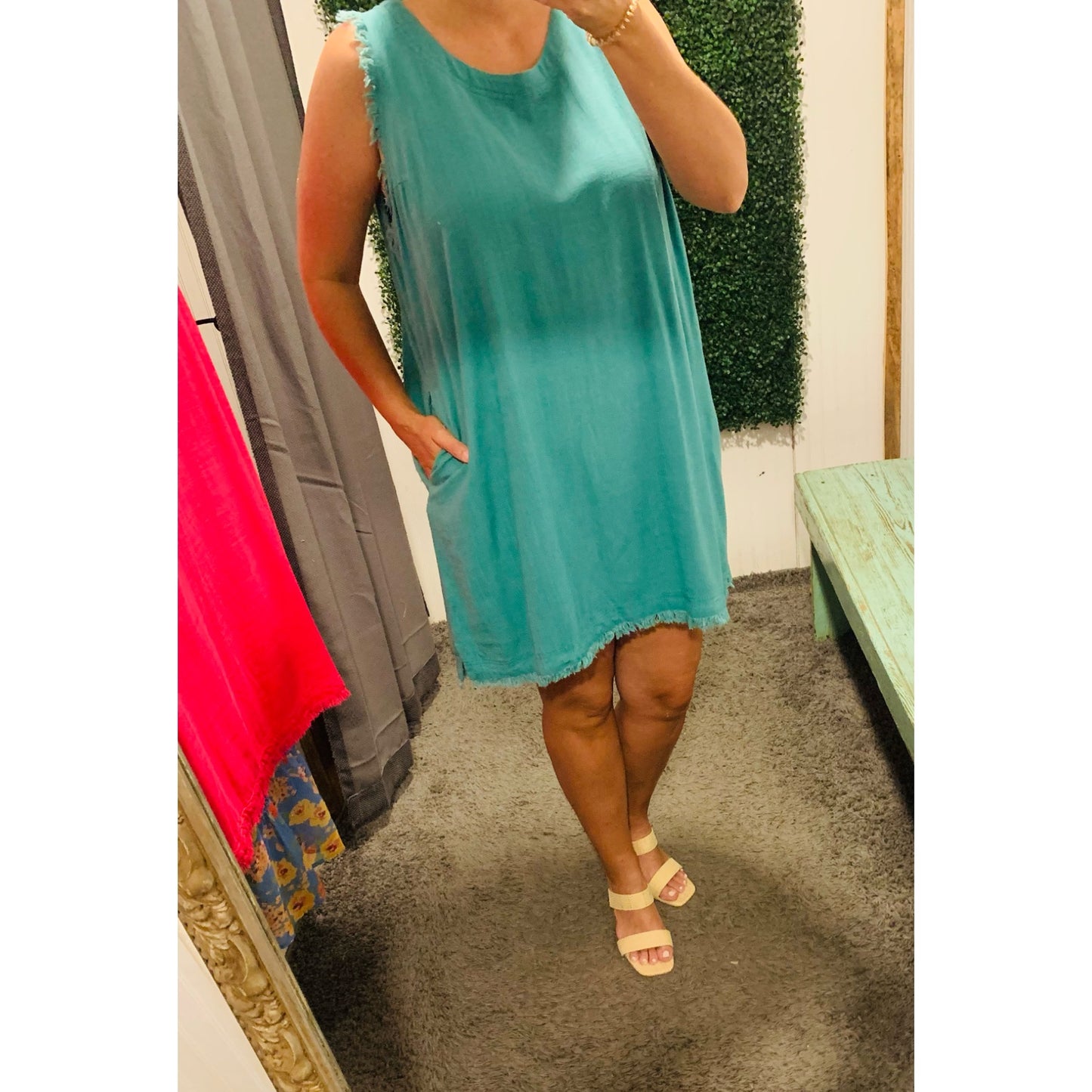 Sleeveless Linen Dress- Plus