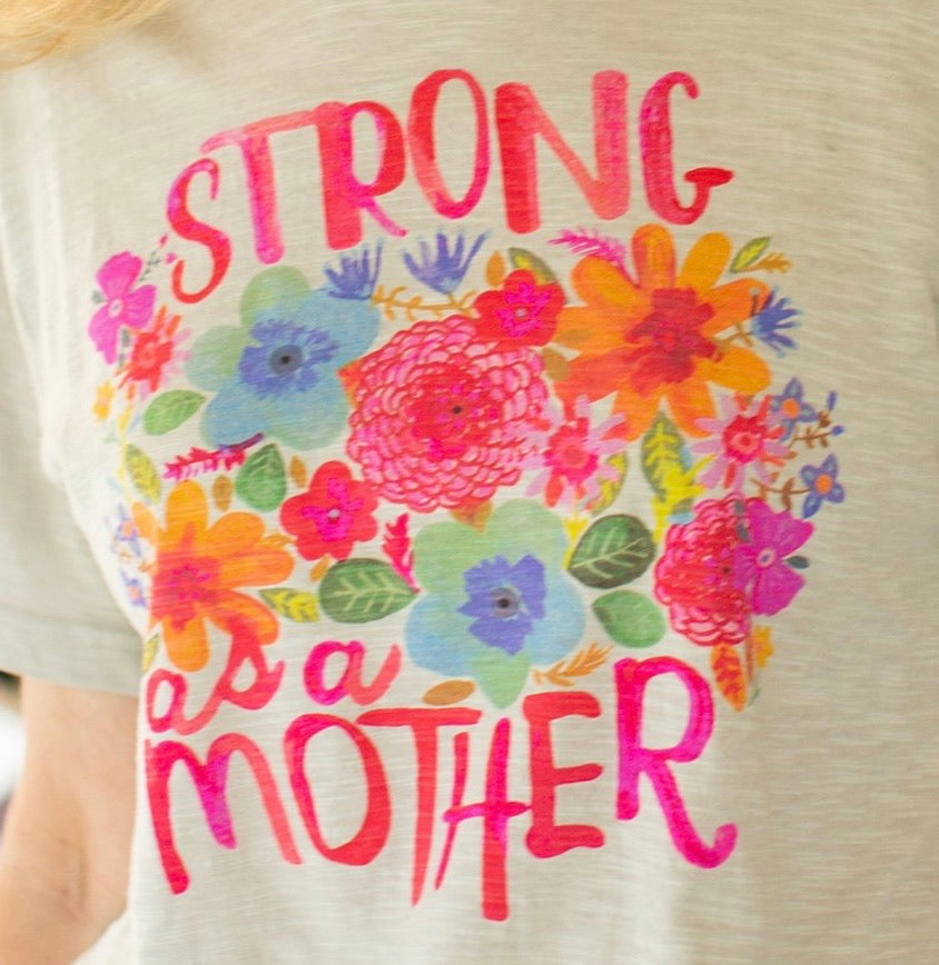 Light Grey Strong Mother Floral Boyfriend Tee