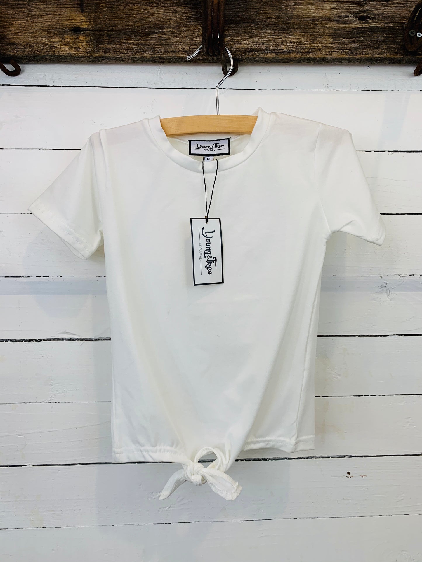 Girls White Top with Knot Tie- Kids