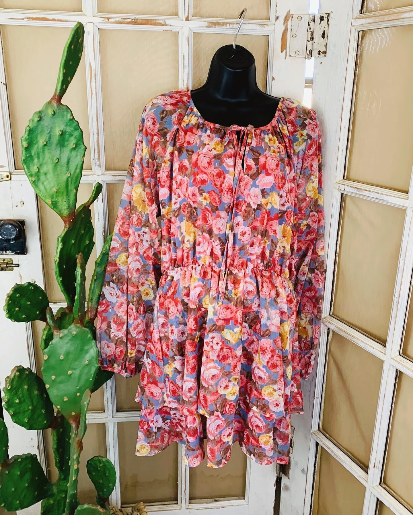 Rose Multi Floral Long Sleeve Dress