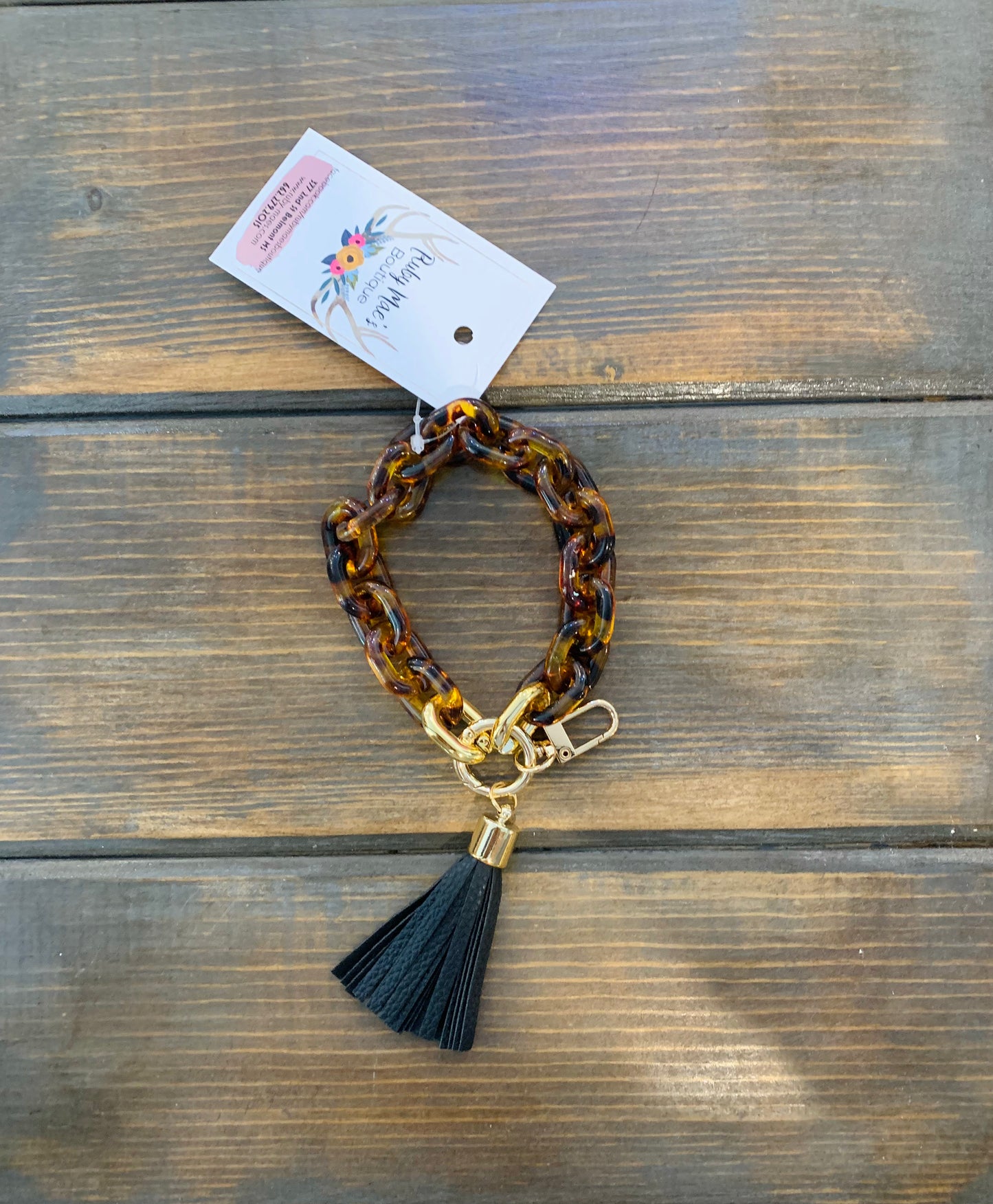 Boho Acrylic Chain Link Bracelet Keychain