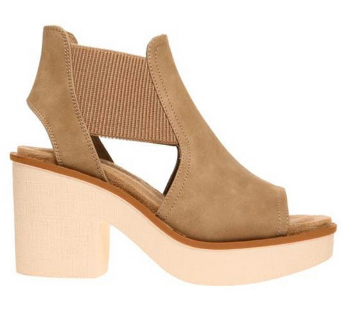 Taupe Open Toe Wedge Heel