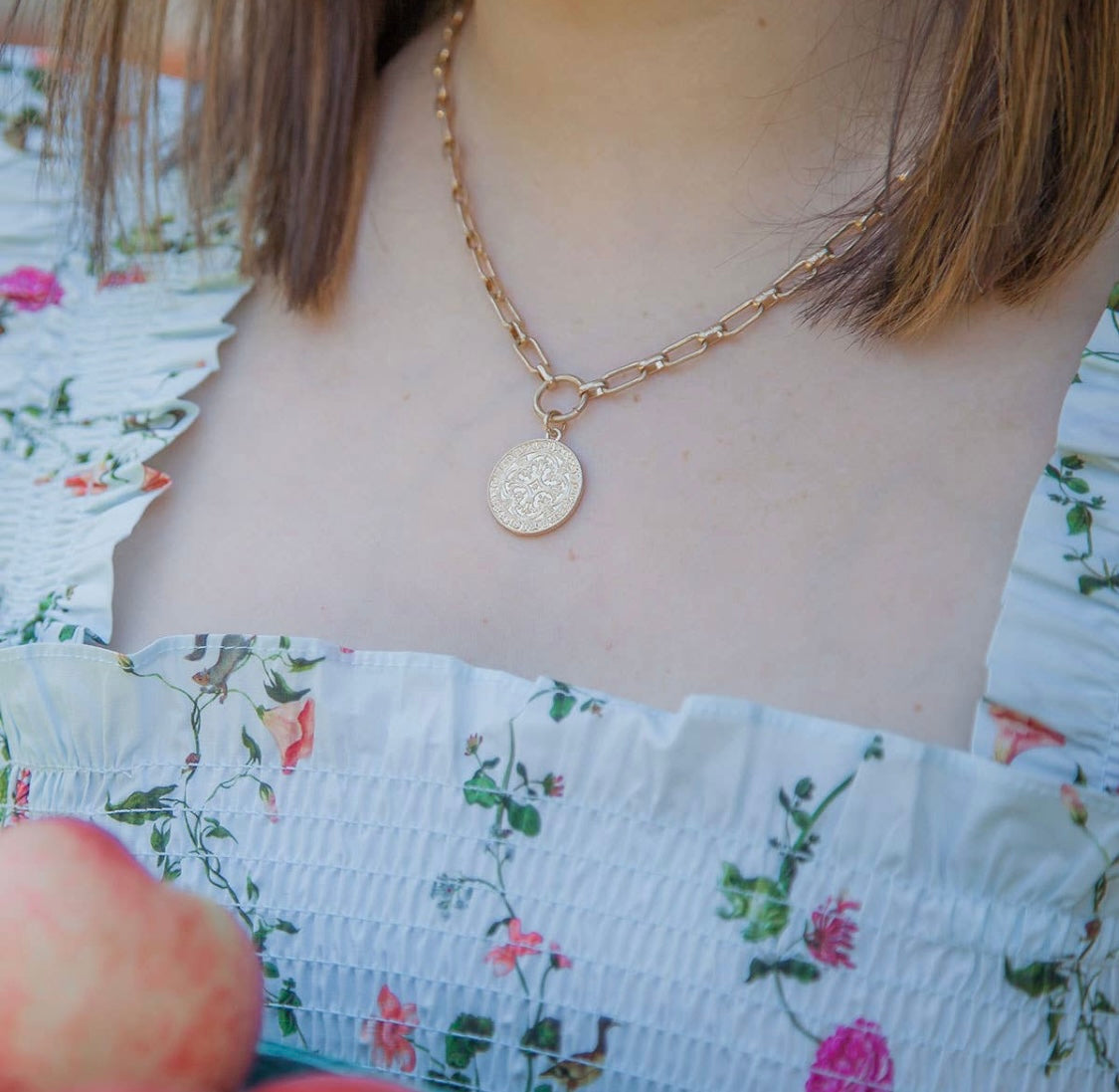 French Coin Pendant Necklace