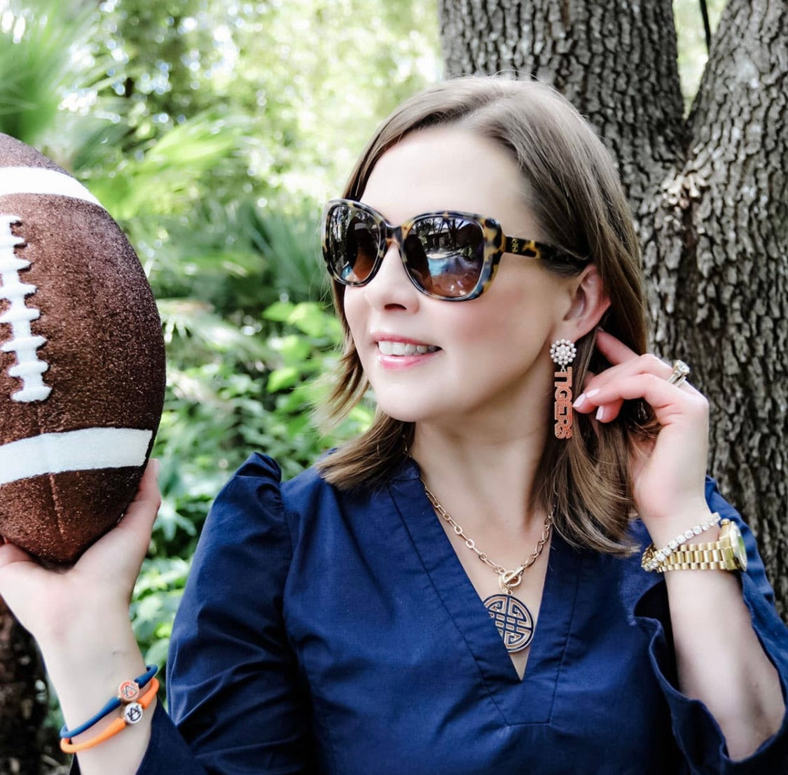 Tigers Pearl Cluster Earrings