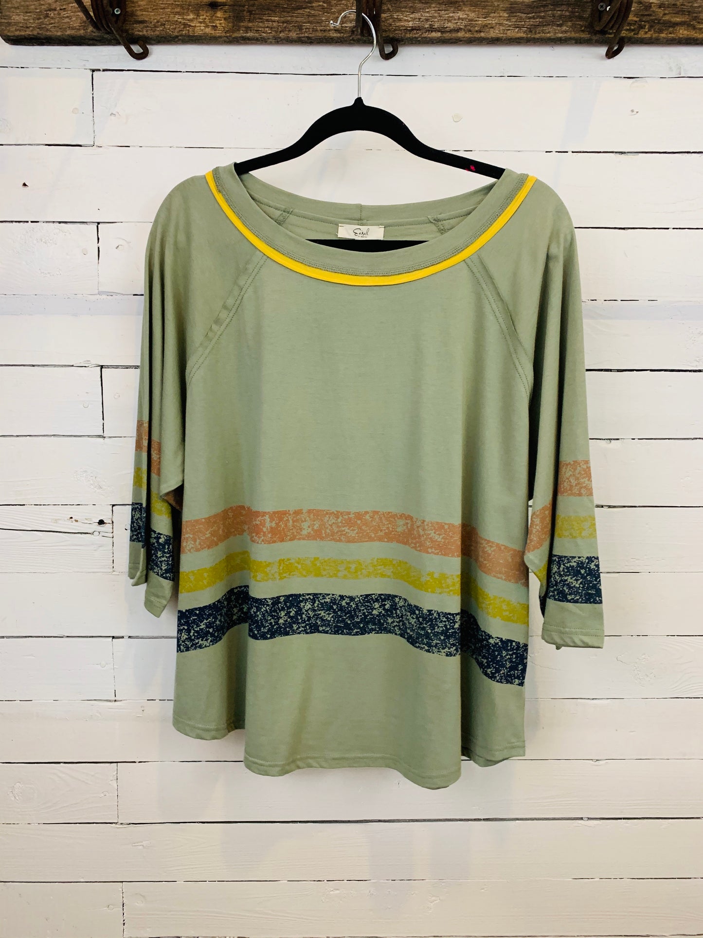 Faded Sage 3/4 Sleeve Top