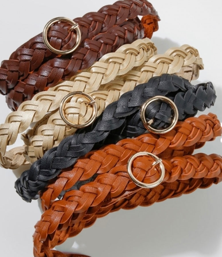 Braided Belt w/ Gold Buckle- Assorted