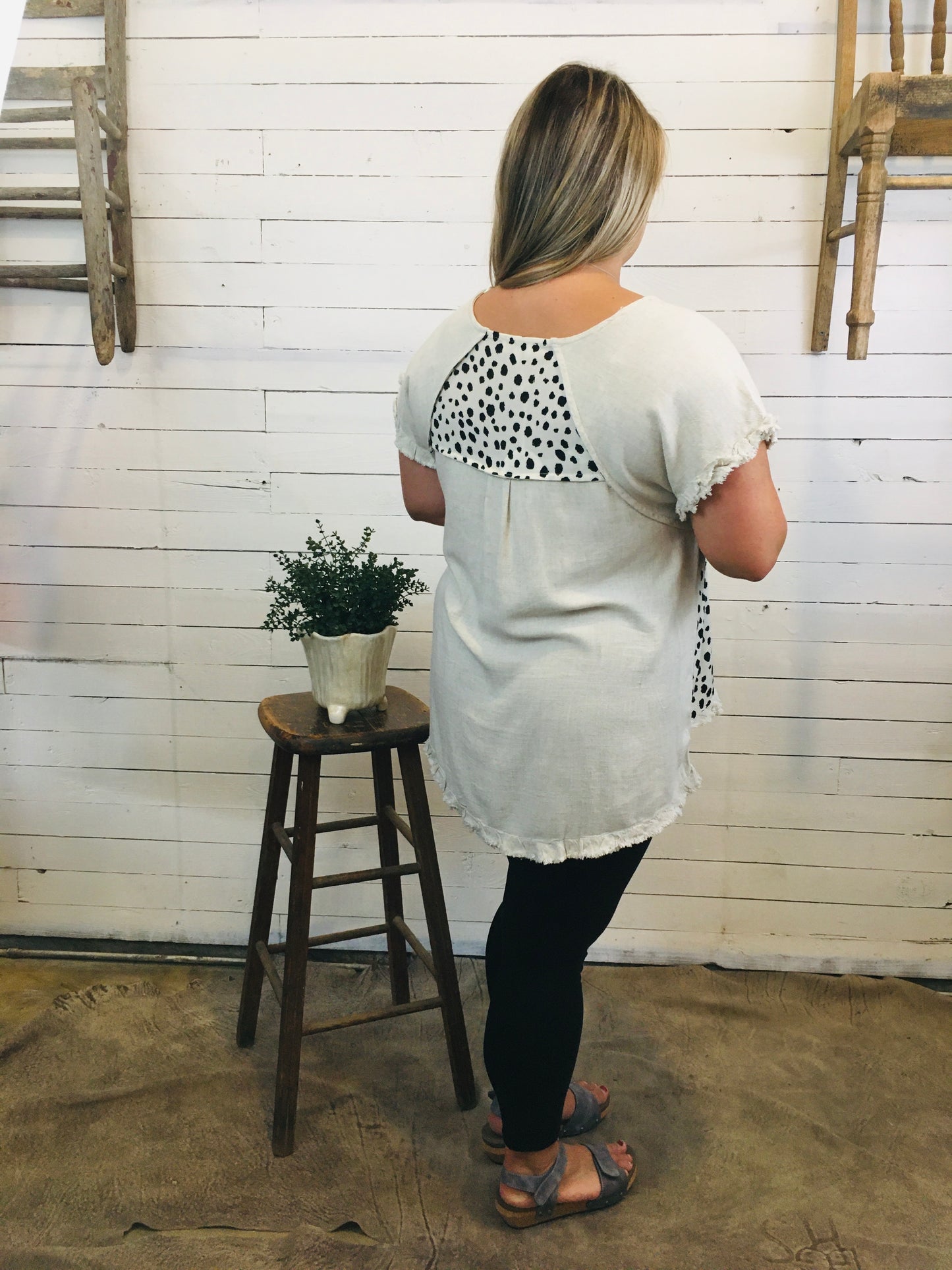 Oatmeal Dalmation Top