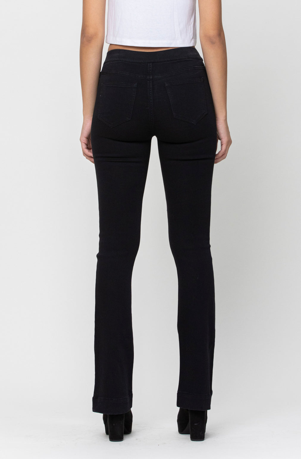 Cello Black Mid Rise Flare Jeggings