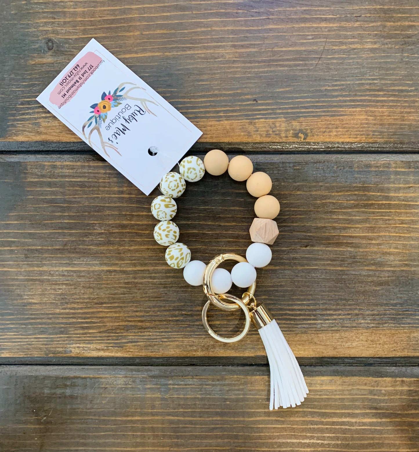 Beaded Silicone Bracelet Keychain