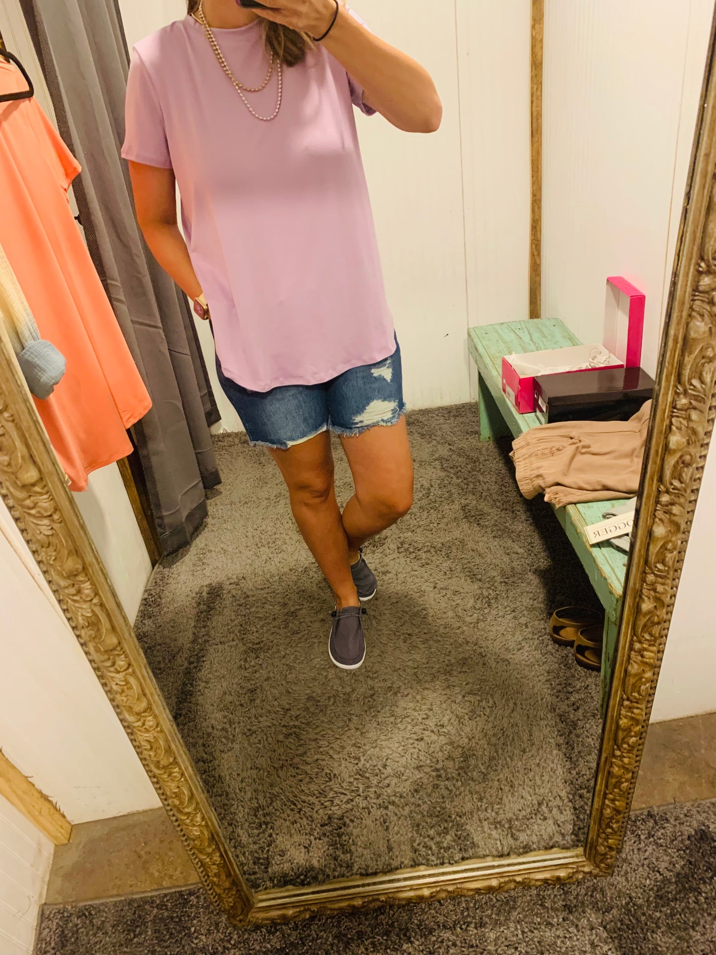 Lavender Butter Soft Round Neck Top