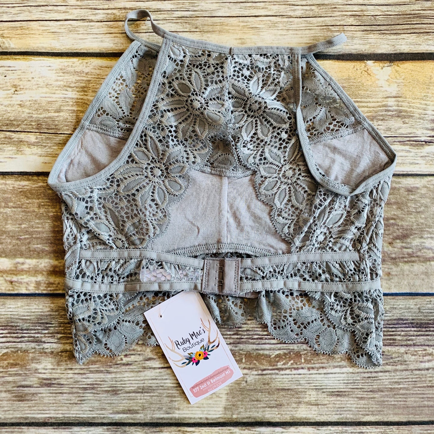 Gray High Neck Lace Bralette