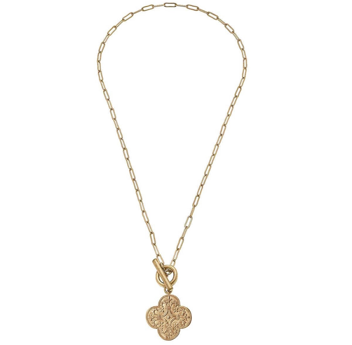 French Quatrefoil T-Bar Necklace