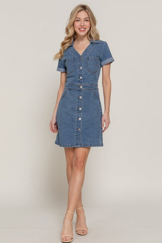 Denim Button Front Dress