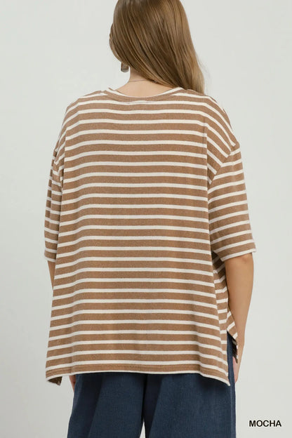 Mocha Striped Knit Pants Set