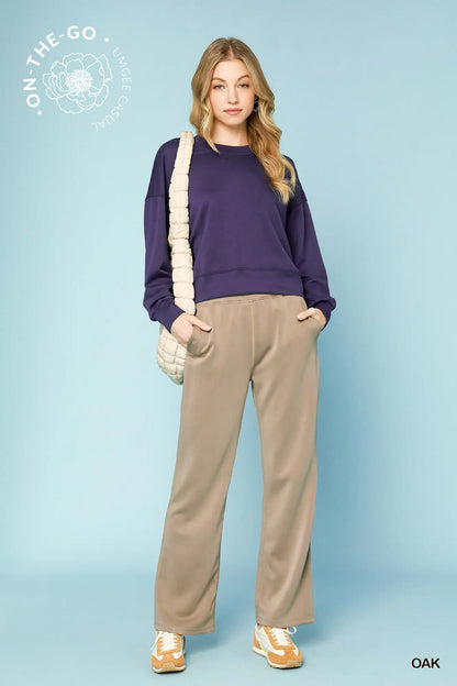 Oak Brown High Rise Cupro Pants