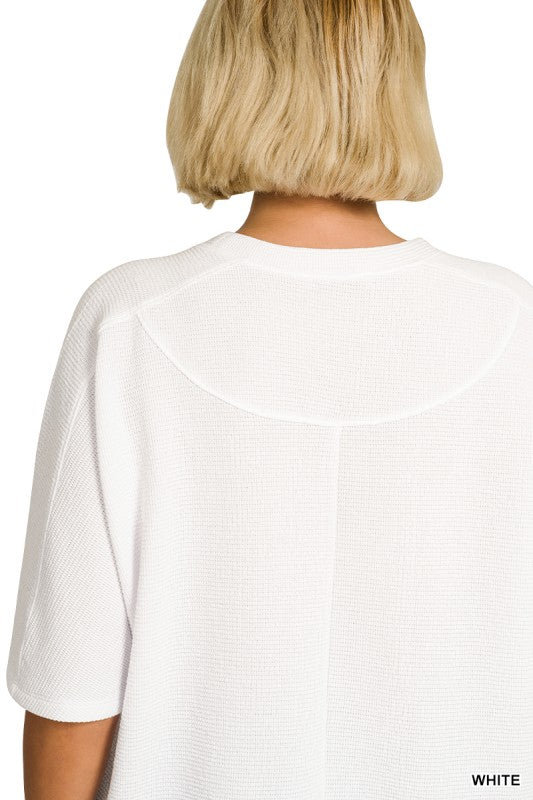 White Knit Short Sleeve Top - Plus