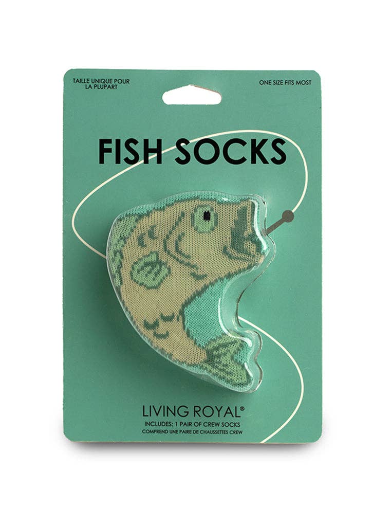 3D Packaged Crew Socks - Fish - "Gone Fishing" - Green