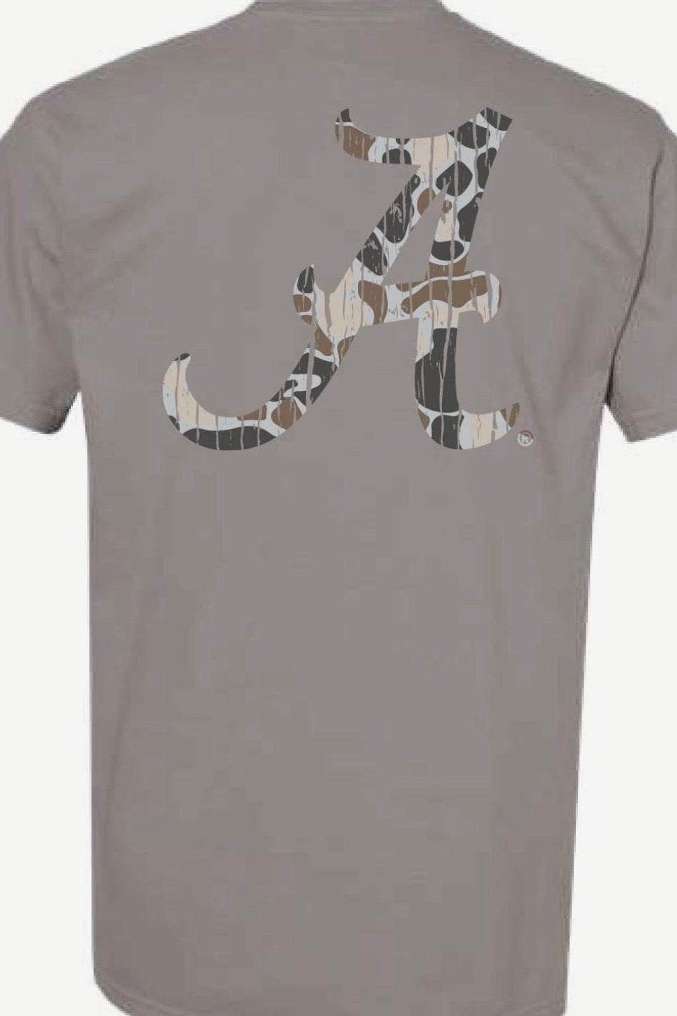 Alabama A Camo Grey Comfort Color Tshirt