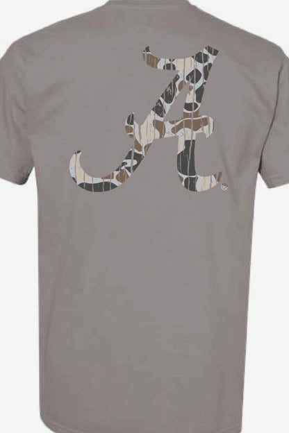 Alabama A Camo Grey Comfort Color Tshirt