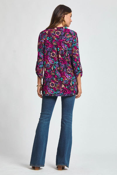 Black Floral 3/4 Sleeve Top