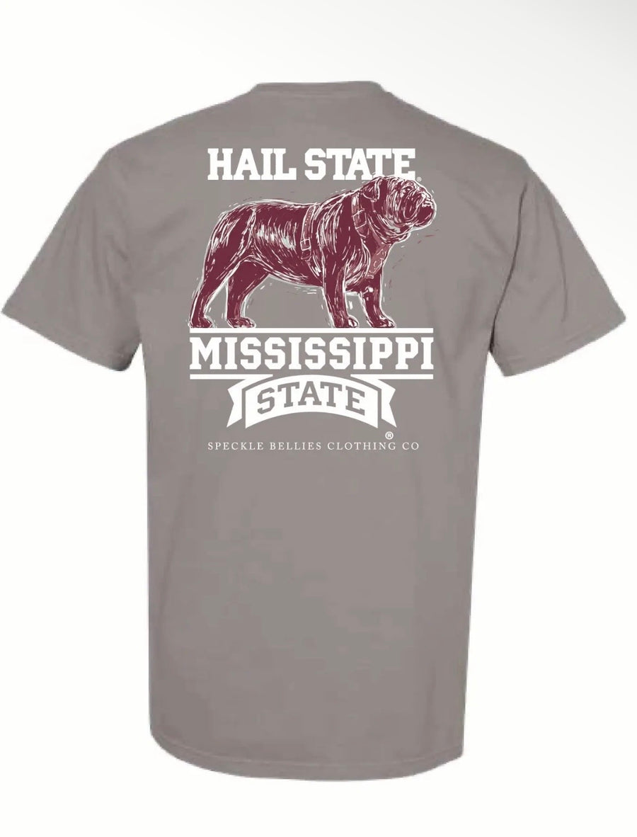 MSU Bulldog Sketch Grey Tshirt