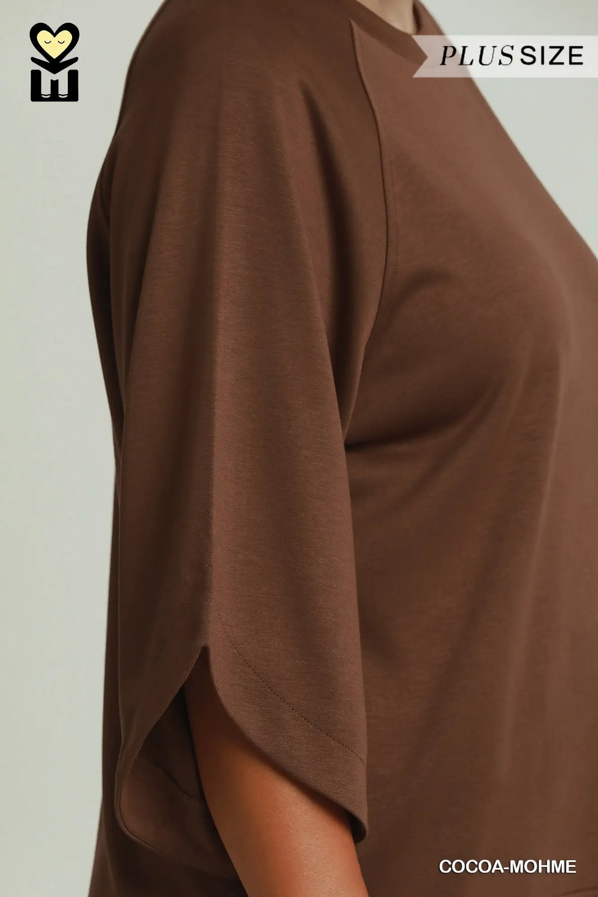 Cocoa Brown Luxeknit Raglan Top - Plus