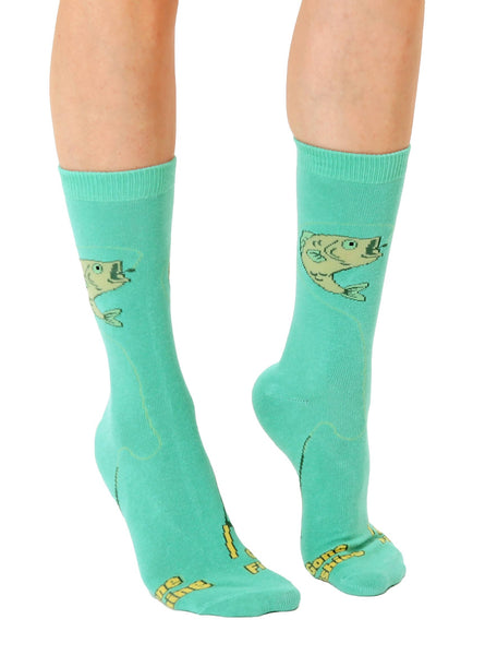 3D Packaged Crew Socks - Fish - "Gone Fishing" - Green