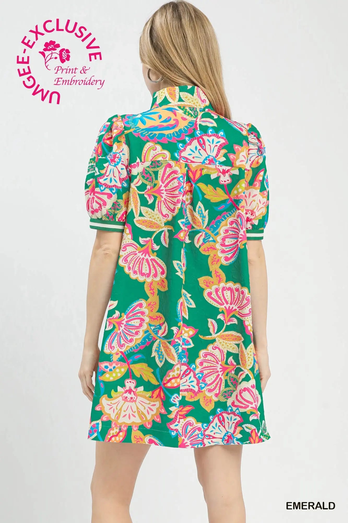 Emerald Mix Short Sleeve Stripe Detail Dress