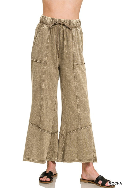 Mocha French Terry Flare Hem Pants