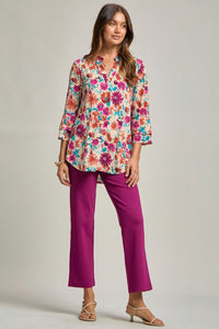 Beige Rust Bell Sleeve 3/4 Sleeve Top