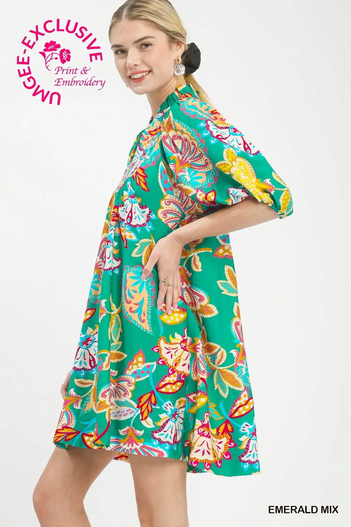 Emerald Mix Paisley Dress