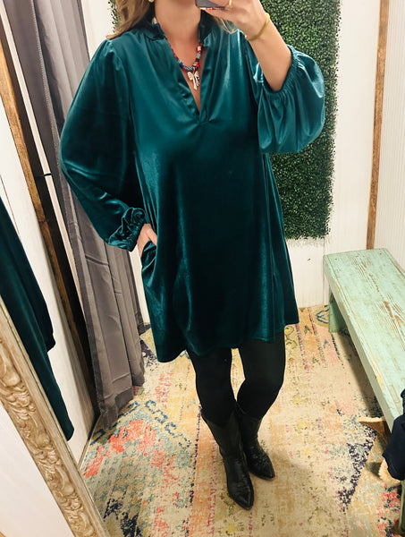 Velvet Split Neck Dress